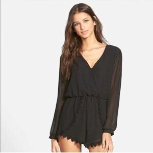 Astr The Label Womens Roseanne Pleated Romper Jumpsuit SZ L